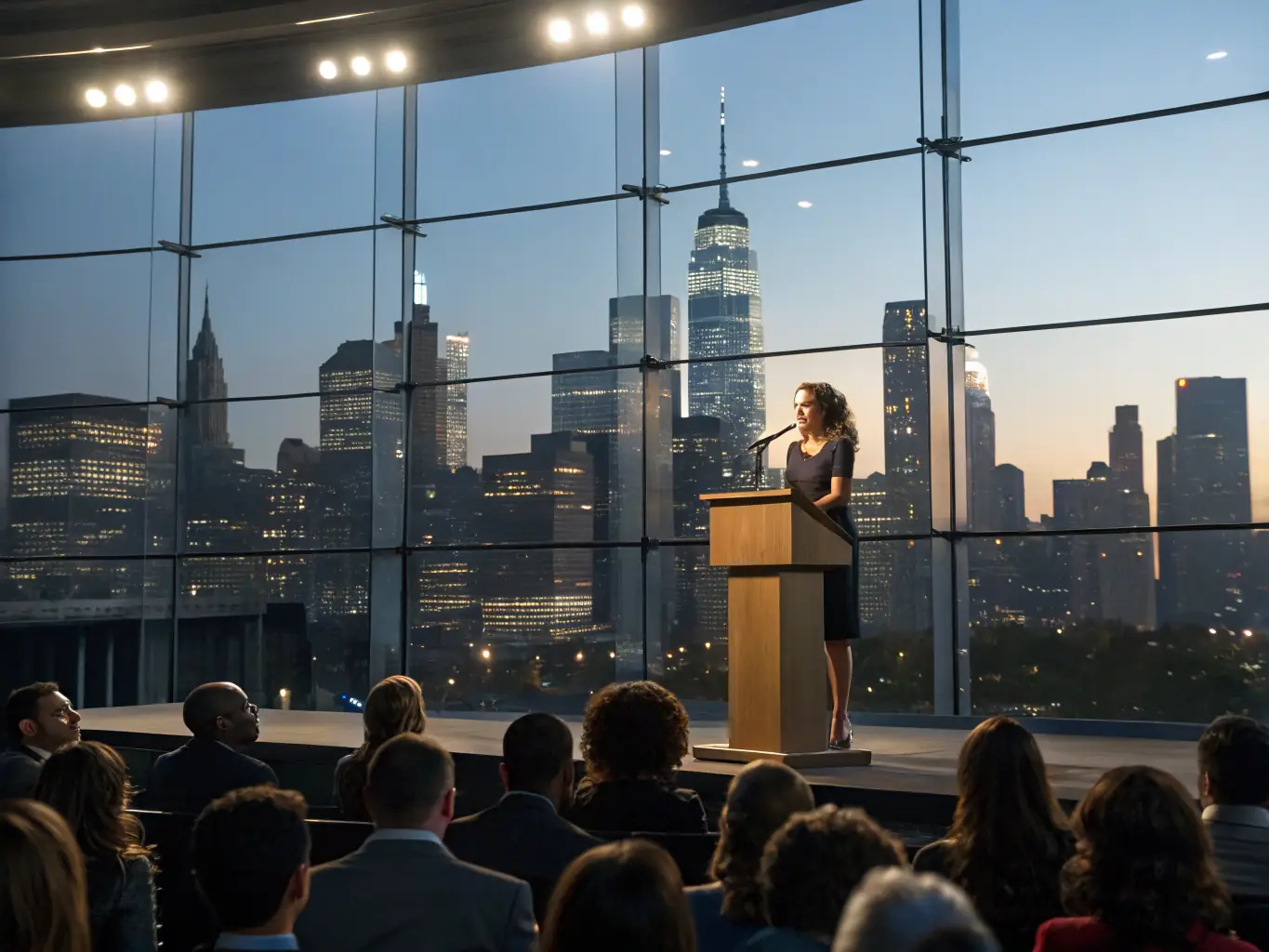 An image of a person giving a presentation or leading a discussion, highlighting Soft Skills Development.